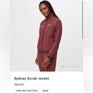 Figs small sydney scrub jacket in limited edition dark cherry.